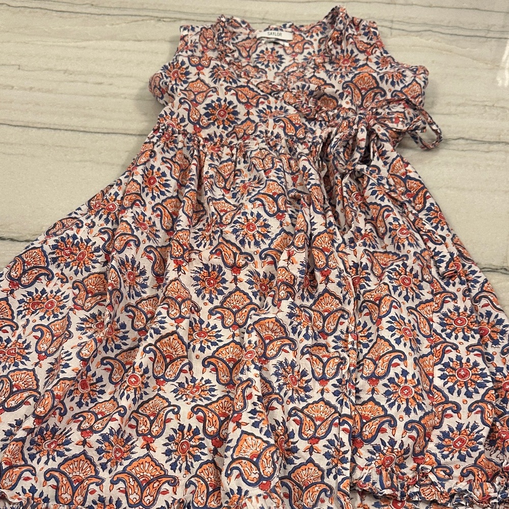 SAYLOR Kids Dress with Orange and Blue Floral Design
